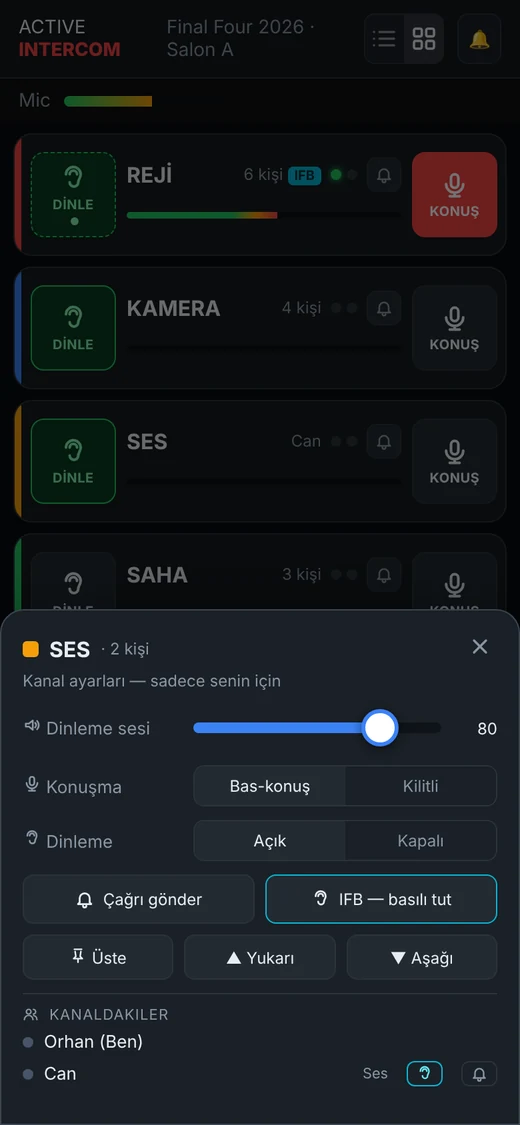 Telefonda kanal ayarları